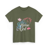 Horse Girl Love Horses Equestrian T-Shirt - Military Green