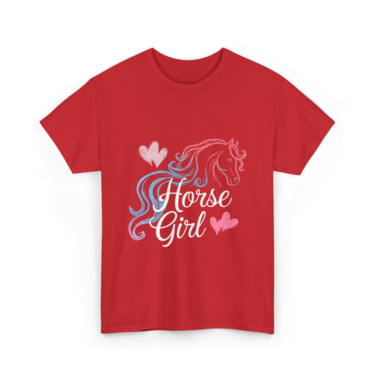 Horse Girl Love Horses Equestrian T-Shirt - Red