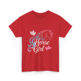 Horse Girl Love Horses Equestrian T-Shirt - Red