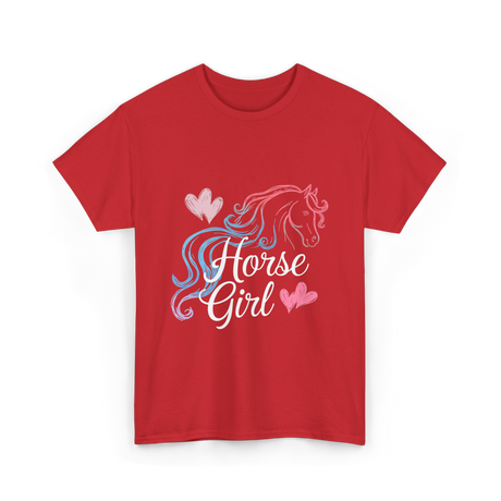 Horse Girl Love Horses Equestrian T-Shirt - Red