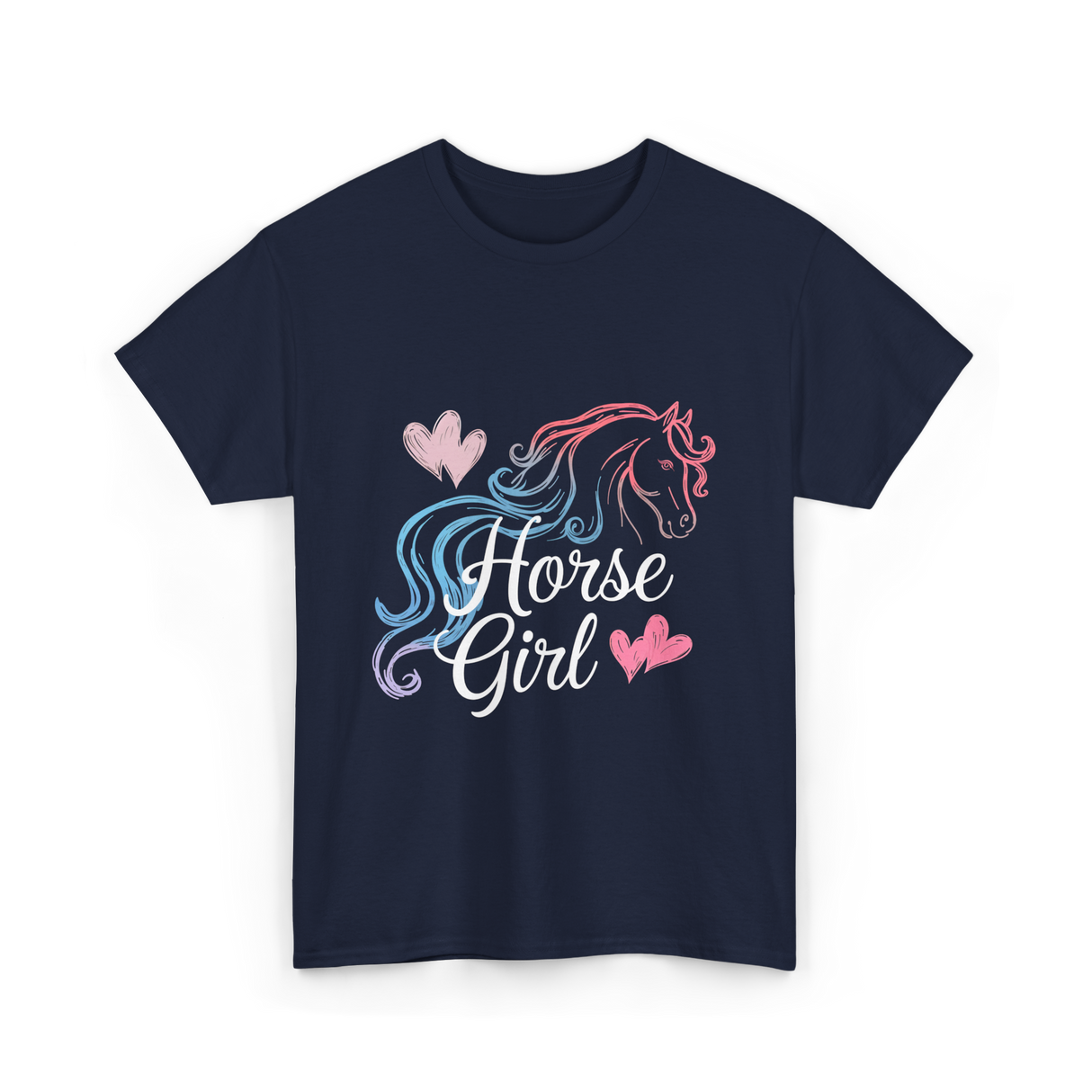 Horse Girl Love Horses Equestrian T-Shirt - Navy