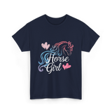 Horse Girl Love Horses Equestrian T-Shirt - Navy