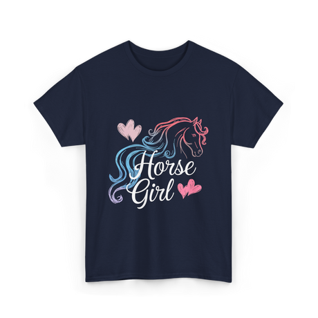 Horse Girl Love Horses Equestrian T-Shirt - Navy