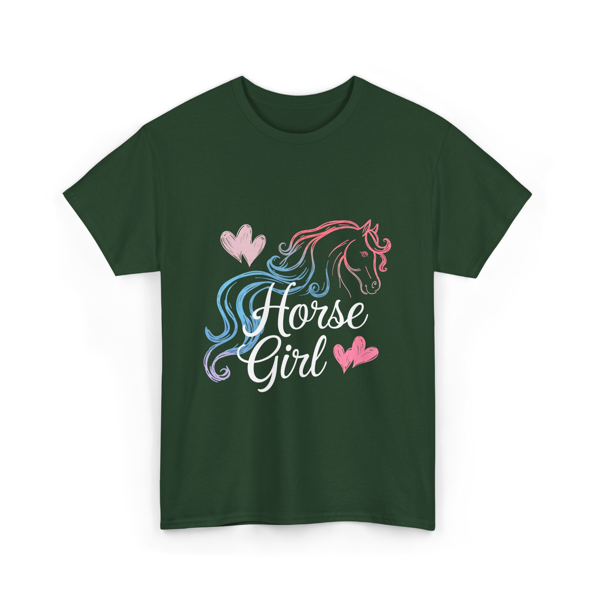 Horse Girl Love Horses Equestrian T-Shirt - Forest Green