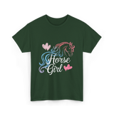 Horse Girl Love Horses Equestrian T-Shirt - Forest Green