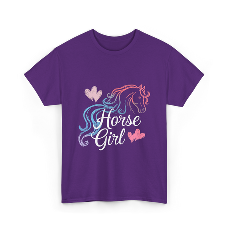 Horse Girl Love Horses Equestrian T-Shirt - Purple