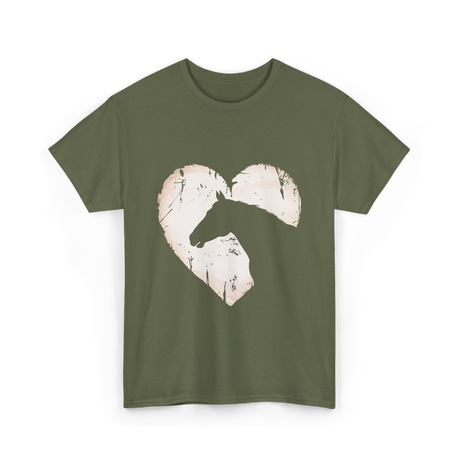 Horse Heart Equestrian Cowgirl T-Shirt - Military Green