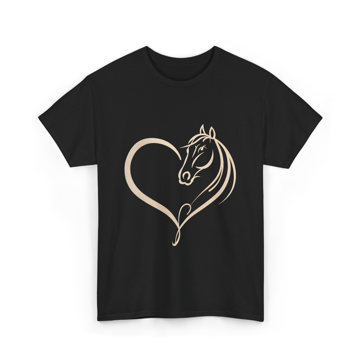 Horse Heart Love Horseback Riding T-Shirt - Black