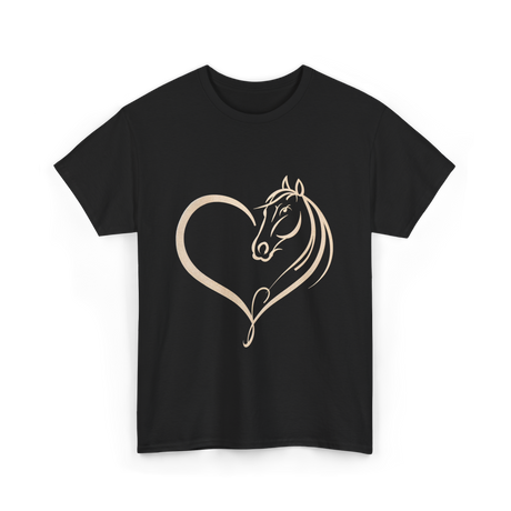 Horse Heart Love Horseback Riding T-Shirt - Black