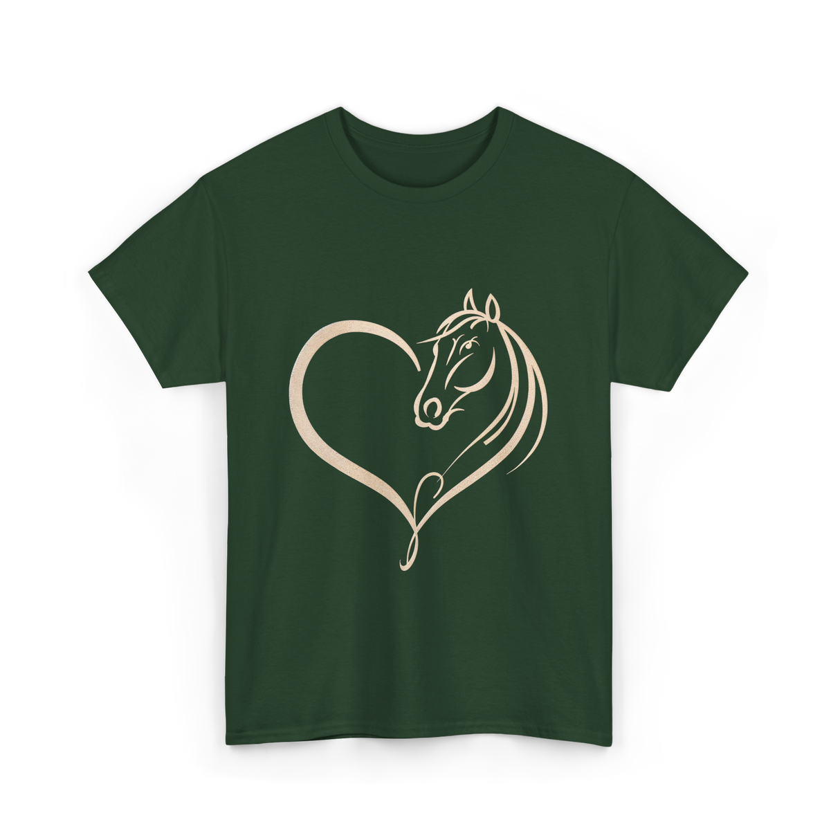 Horse Heart Love Horseback Riding T-Shirt - Forest Green