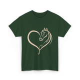 Horse Heart Love Horseback Riding T-Shirt - Forest Green