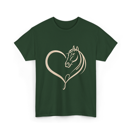 Horse Heart Love Horseback Riding T-Shirt - Forest Green