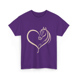 Horse Heart Love Horseback Riding T-Shirt - Purple