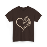 Horse Heart Love Horseback Riding T-Shirt - Dark Chocolate