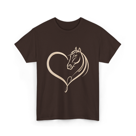 Horse Heart Love Horseback Riding T-Shirt - Dark Chocolate