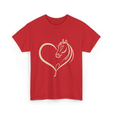 Horse Heart Love Horseback Riding T-Shirt - Red