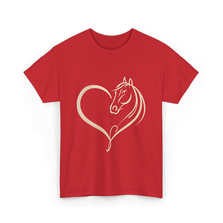 Horse Heart Love Horseback Riding T-Shirt - Red