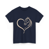 Horse Heart Love Horseback Riding T-Shirt - Navy