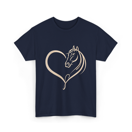 Horse Heart Love Horseback Riding T-Shirt - Navy