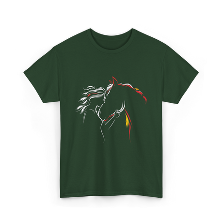 Horse Lady Horse Love T-Shirt - Forest Green