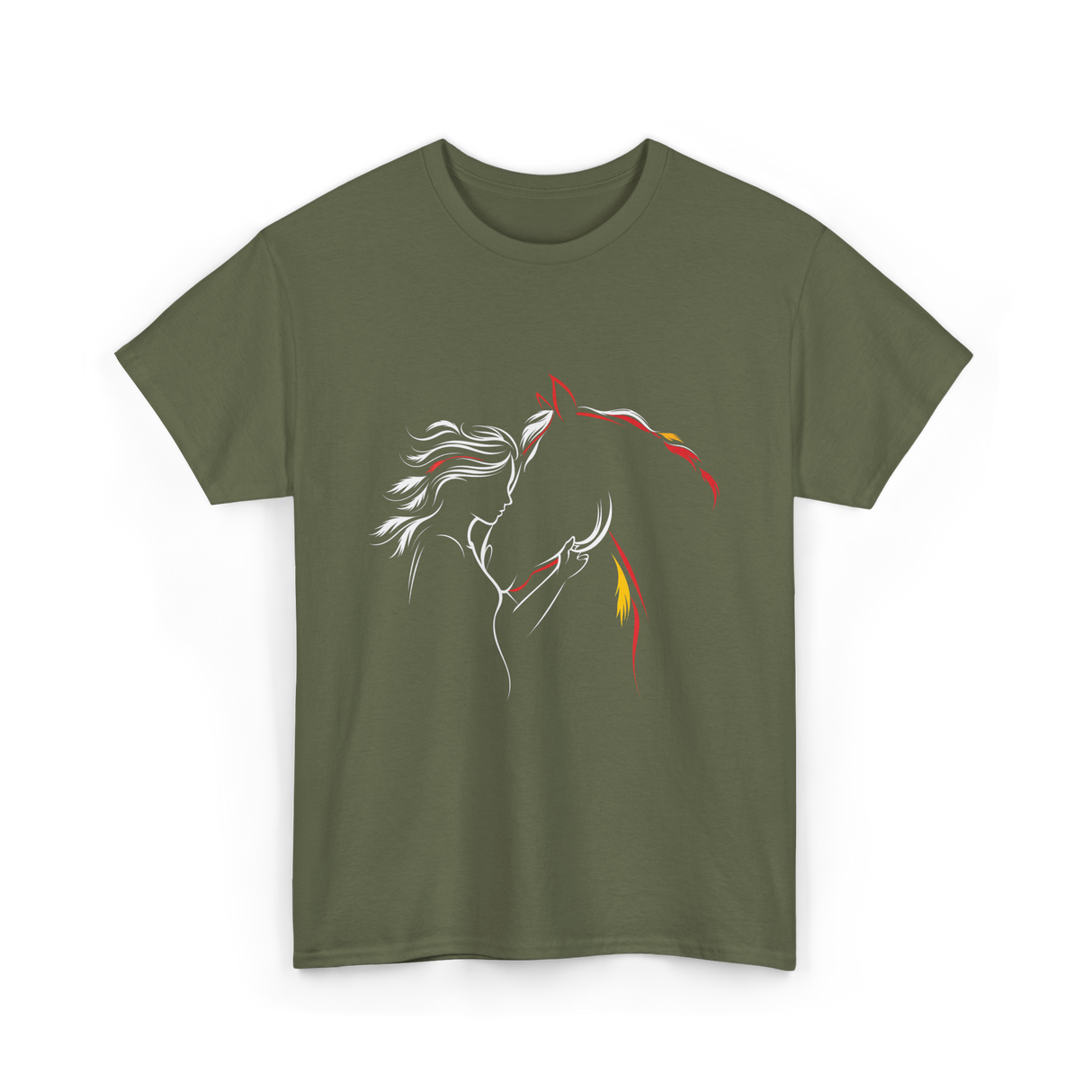 Horse Lady Horse Love T-Shirt - Military Green