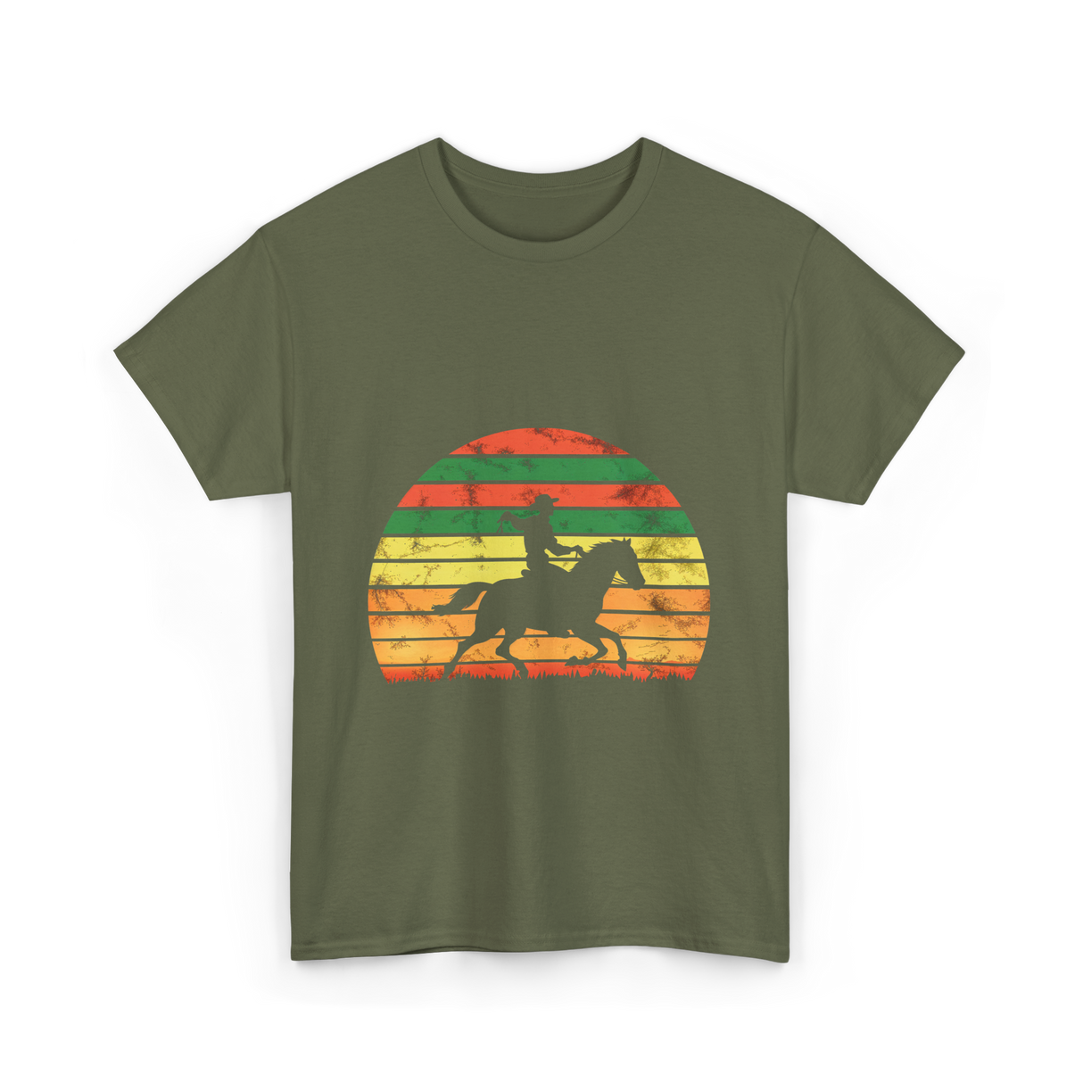 Horse Riding Cowboy Ranch T-Shirt - Military Green