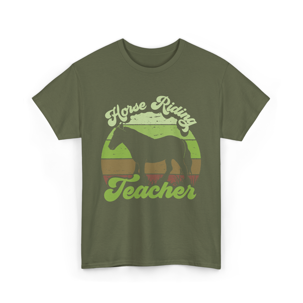 Horse Riding Teacher Equestrian T-Shirt - Military Green