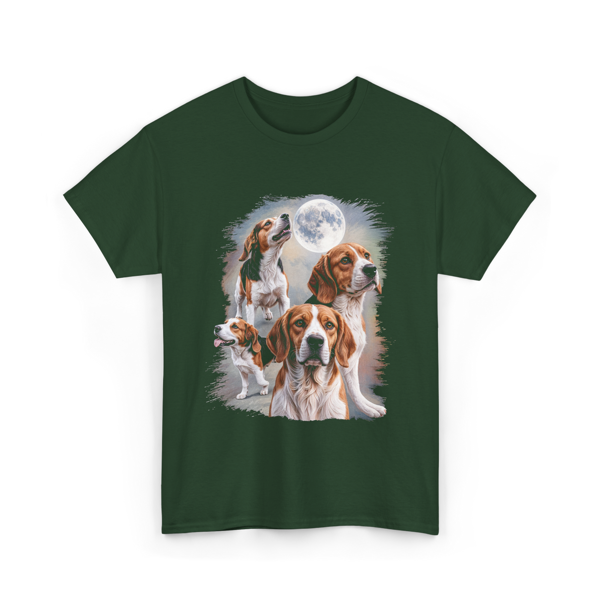 Howling at the Moon Beagle T-Shirt - Forest Green