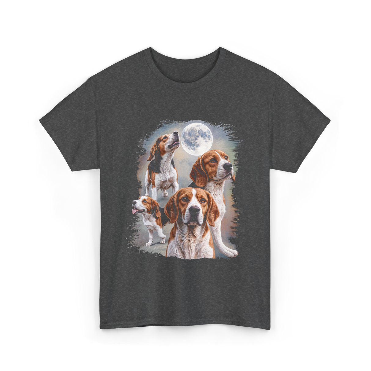 Howling at the Moon Beagle T-Shirt - Dark Heather