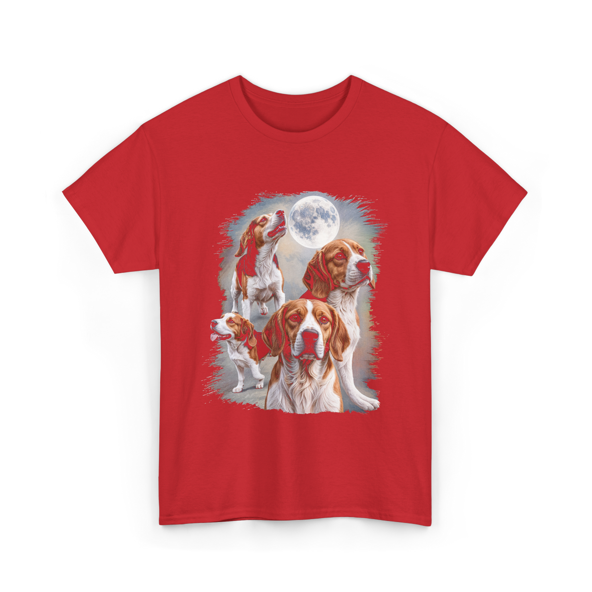 Howling at the Moon Beagle T-Shirt - Red