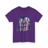 Howling Wolves American Flag T-Shirt - Purple