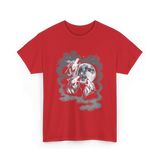 Howling Wolves Moon Animal T-Shirt - Red