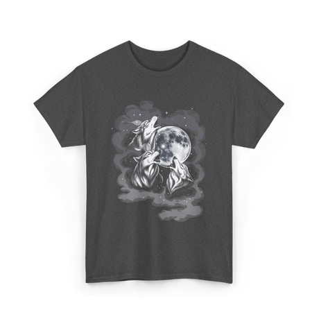 Howling Wolves Moon Animal T-Shirt - Dark Heather