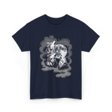 Howling Wolves Moon Animal T-Shirt - Navy