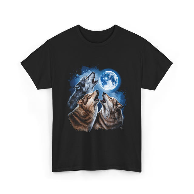 Howling Wolves Moon T-Shirt - Black