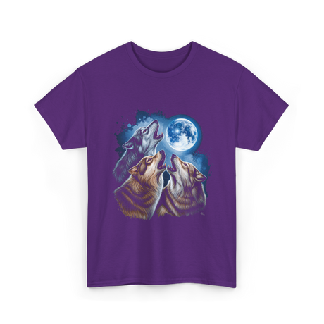 Howling Wolves Moon T-Shirt - Purple