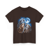 Howling Wolves Moon T-Shirt - Dark Chocolate