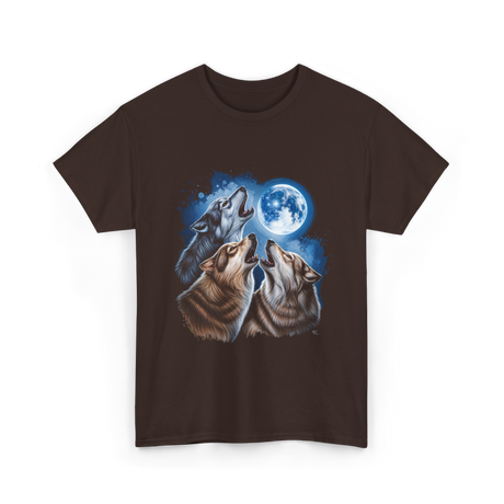 Howling Wolves Moon T-Shirt - Dark Chocolate