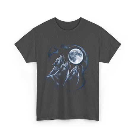 Howling Wolves Moon Wildlife T-Shirt - Dark Heather