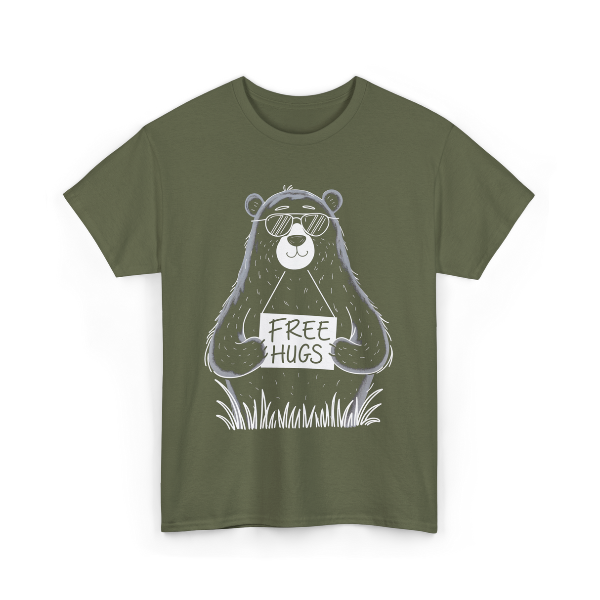 Hugs Bear Hugs T-Shirt - Military Green