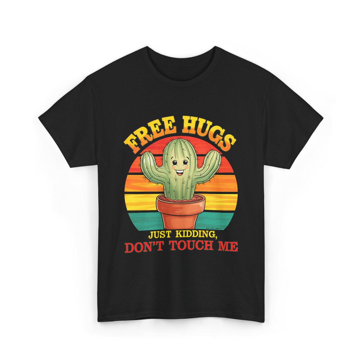 Hugs Cactus Humor T-Shirt - Black