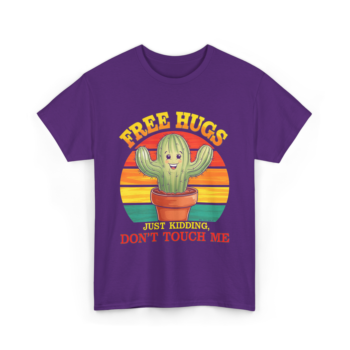 Hugs Cactus Humor T-Shirt - Purple