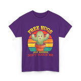 Hugs Cactus Humor T-Shirt - Purple