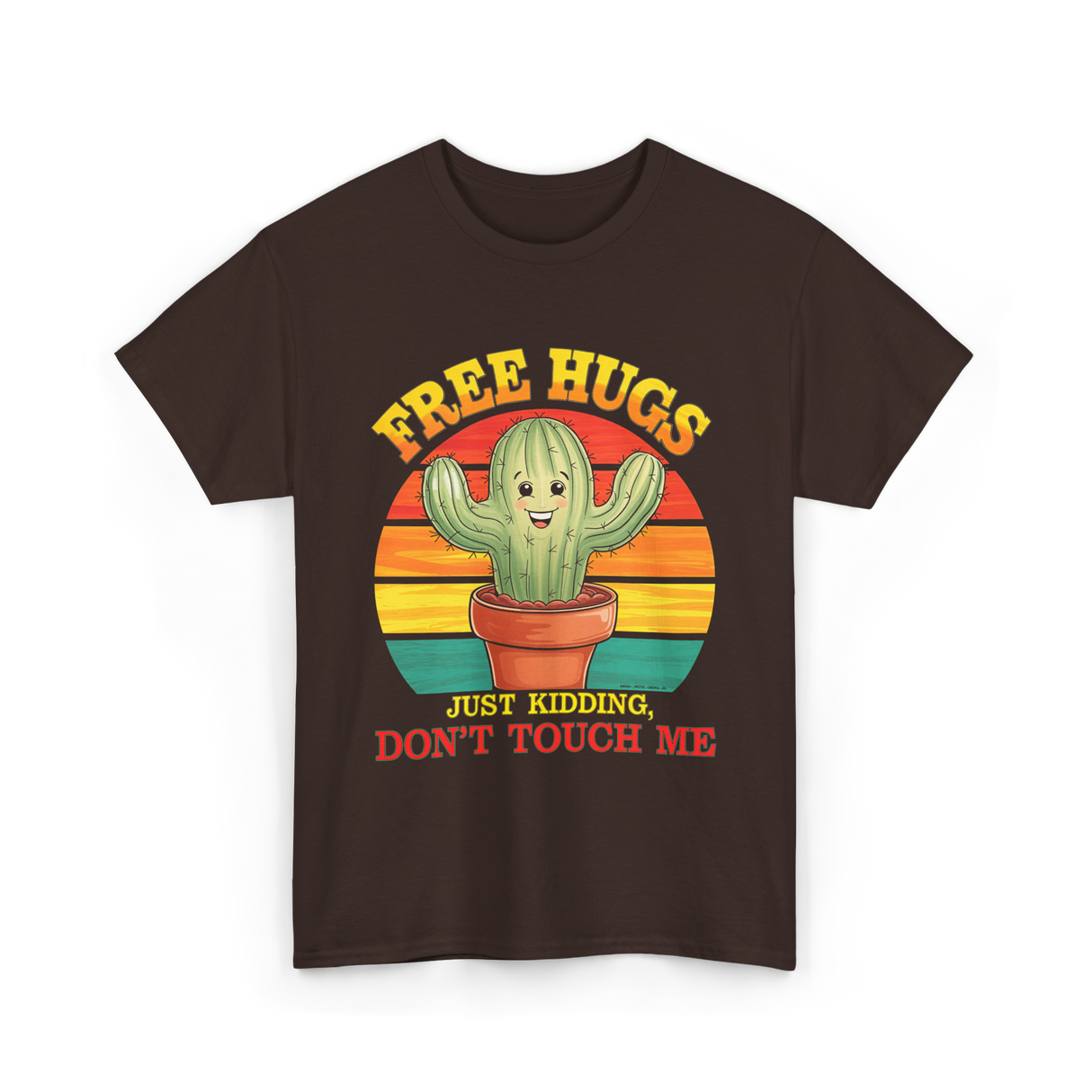 Hugs Cactus Humor T-Shirt - Dark Chocolate