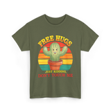 Hugs Cactus Humor T-Shirt - Military Green