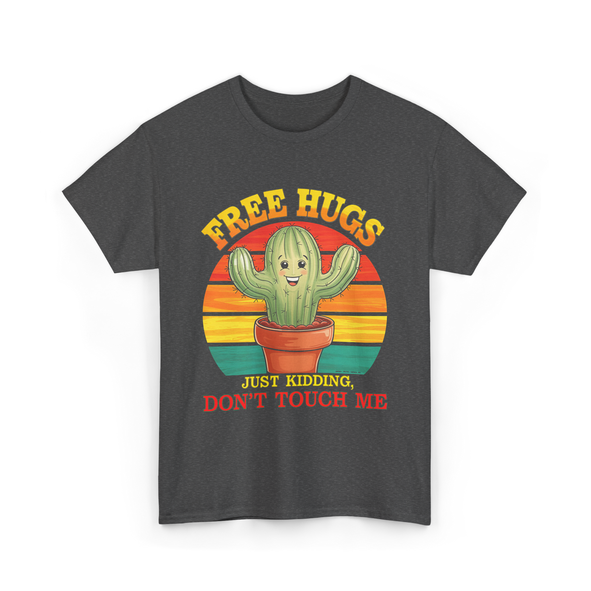 Hugs Cactus Humor T-Shirt - Dark Heather