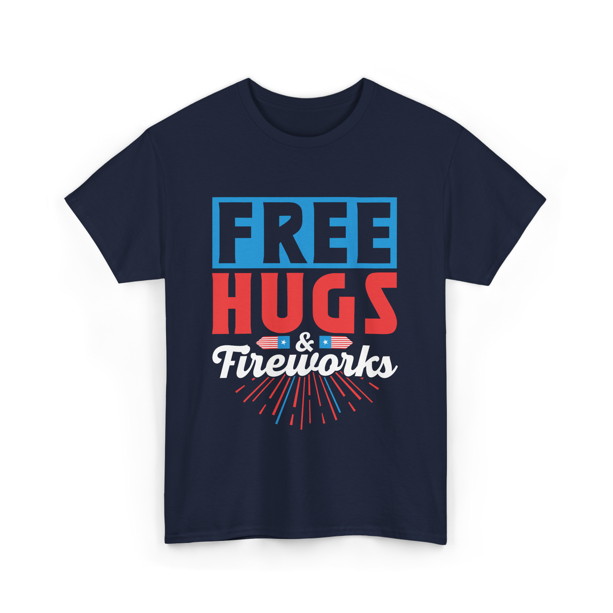 Hugs Fireworks Celebration T-Shirt - Navy