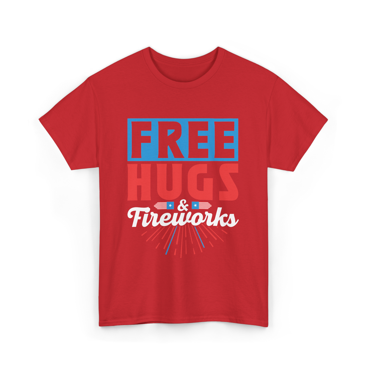 Hugs Fireworks Celebration T-Shirt - Red