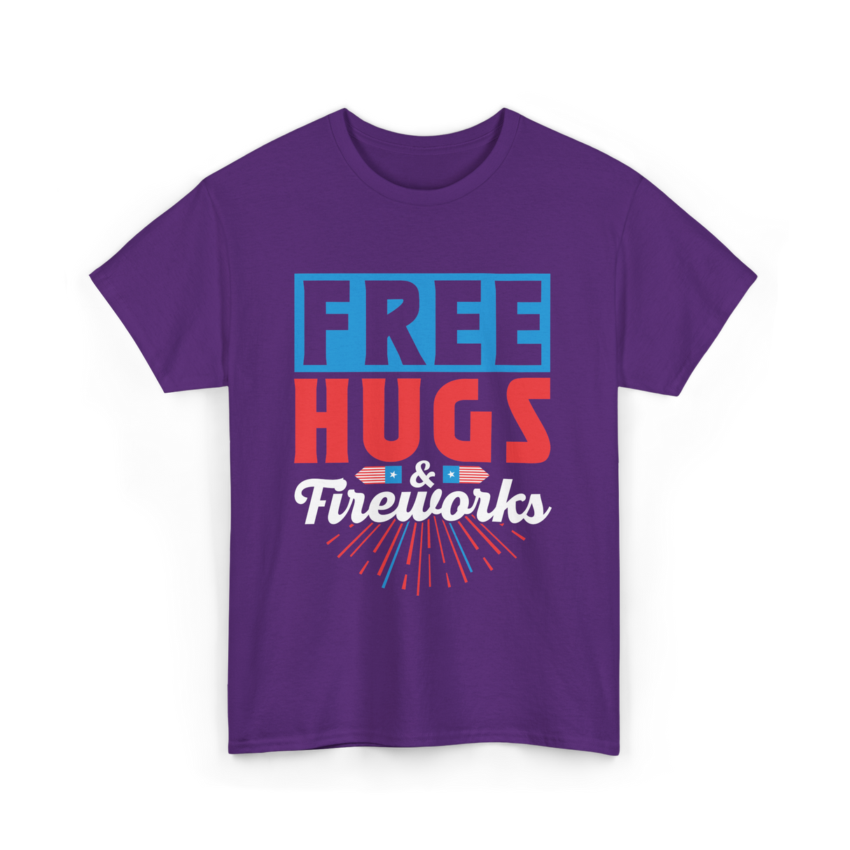 Hugs Fireworks Celebration T-Shirt - Purple