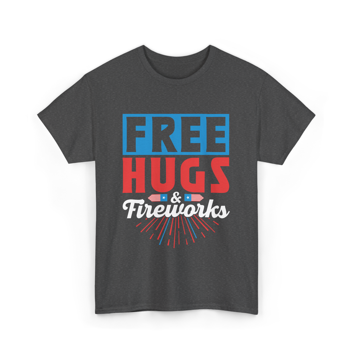 Hugs Fireworks Celebration T-Shirt - Dark Heather